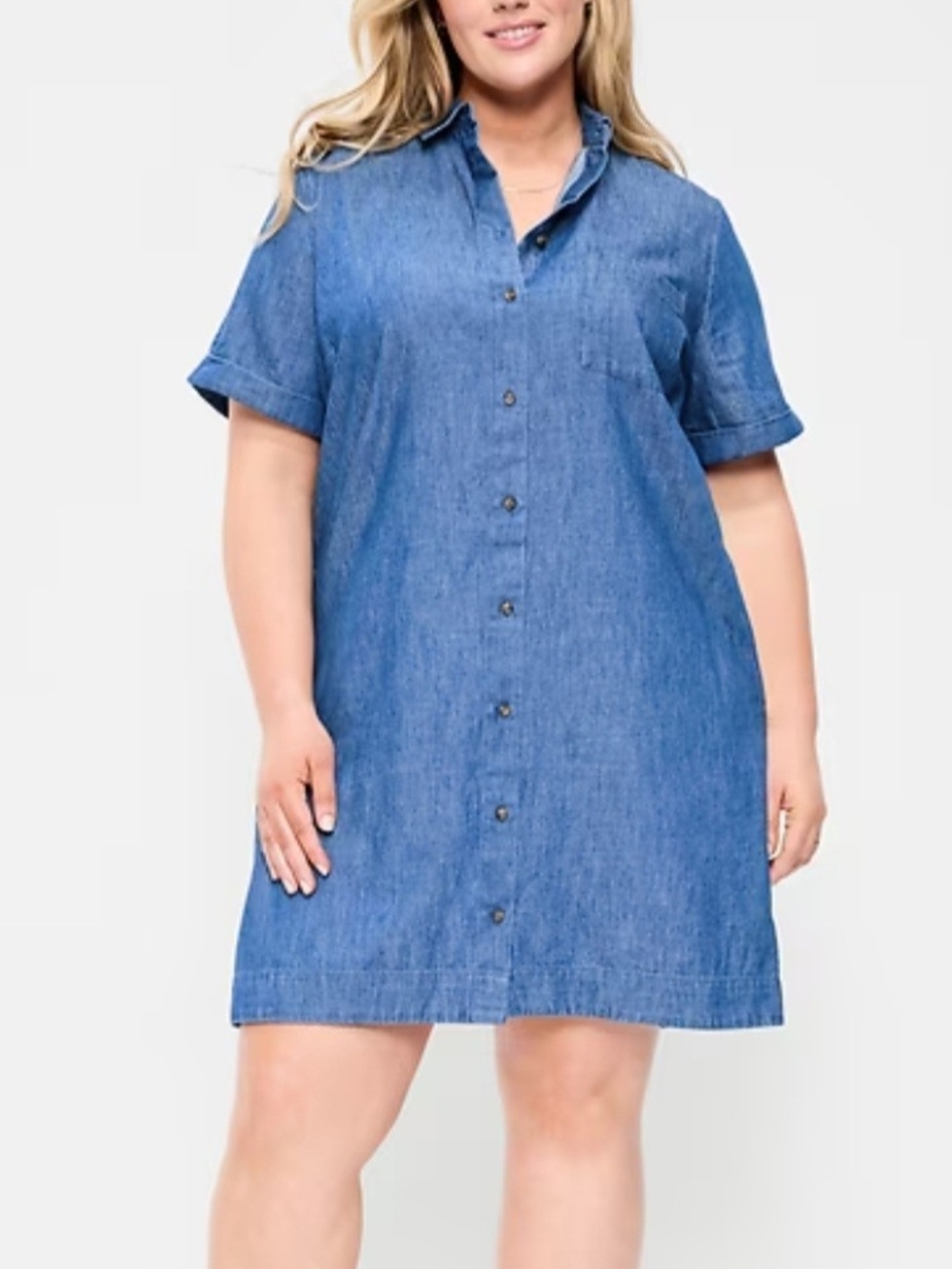 NWOT Old Navy Blue Denim Button-Front Shirt Dress